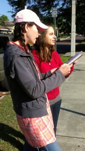 Jessica and Abigail, singing Hymns.  