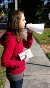 Abigail, sharing the Gospel.